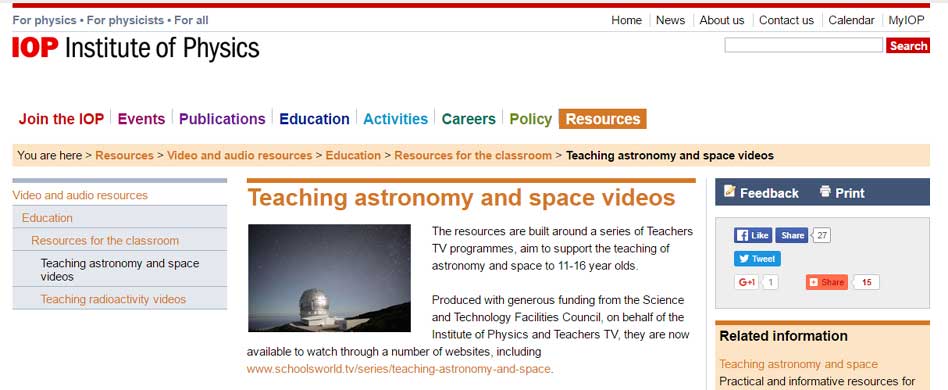 Teaching astronomy space vi